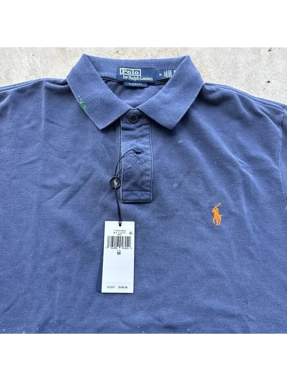NWT Polo Ralph Lauren Fit Mended Vintage Style Mesh Polo Shirt Blue Large $196